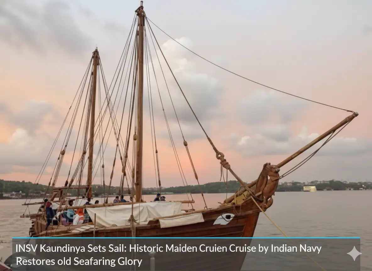 INSV Kaundinya Sets Sail: Historic Maiden Cruise by Indian Navy Restores old Seafaring Glory.