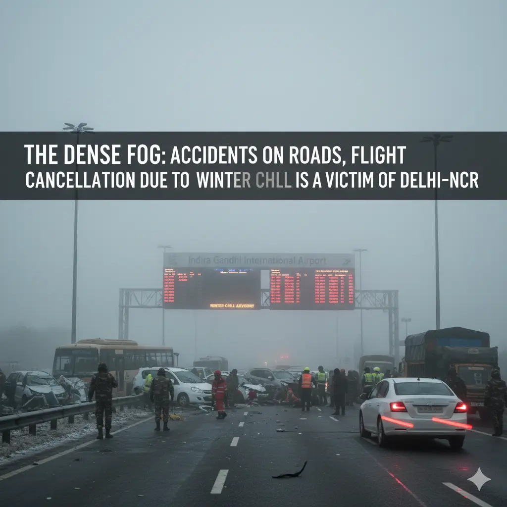 The Dense Fog: Accidents on Roads, Flight Cancellation due to Winter Chill is a victim of Delhi-NCR.