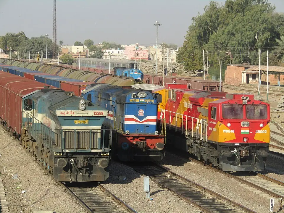 Three_different_generations_of_Indian_railway_locomotives