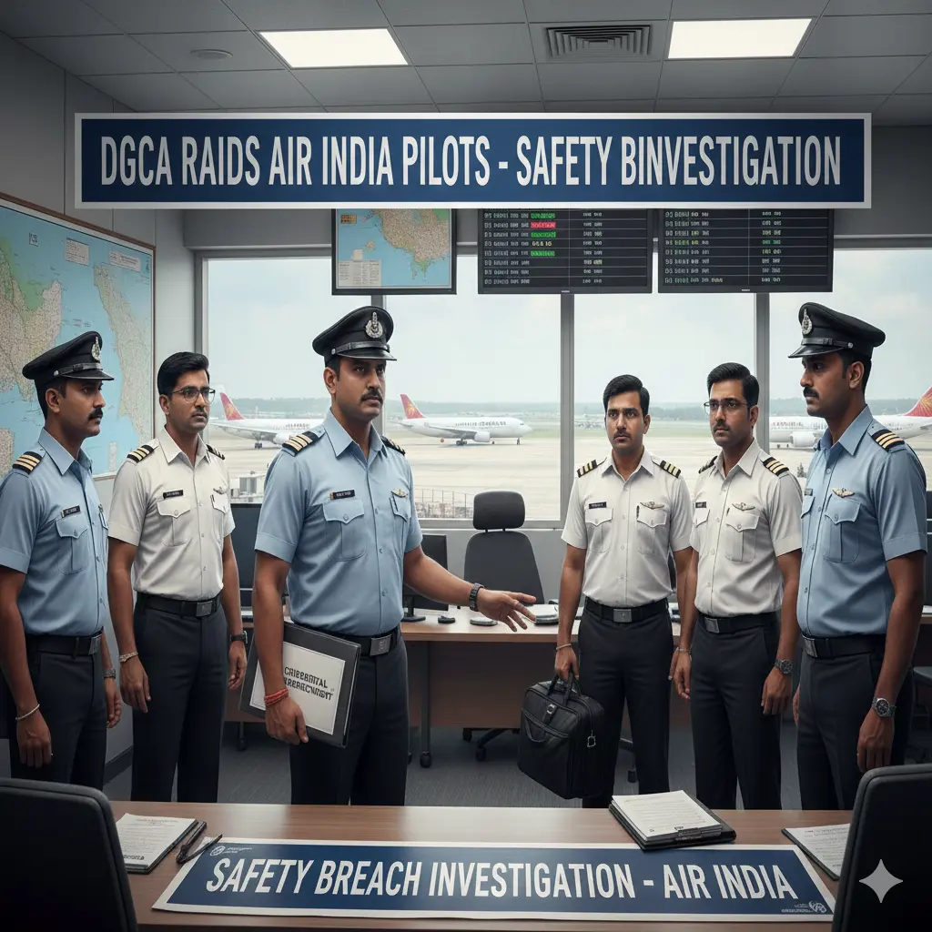 DGCA raids the Air India Airline pilots due to safety breaches.