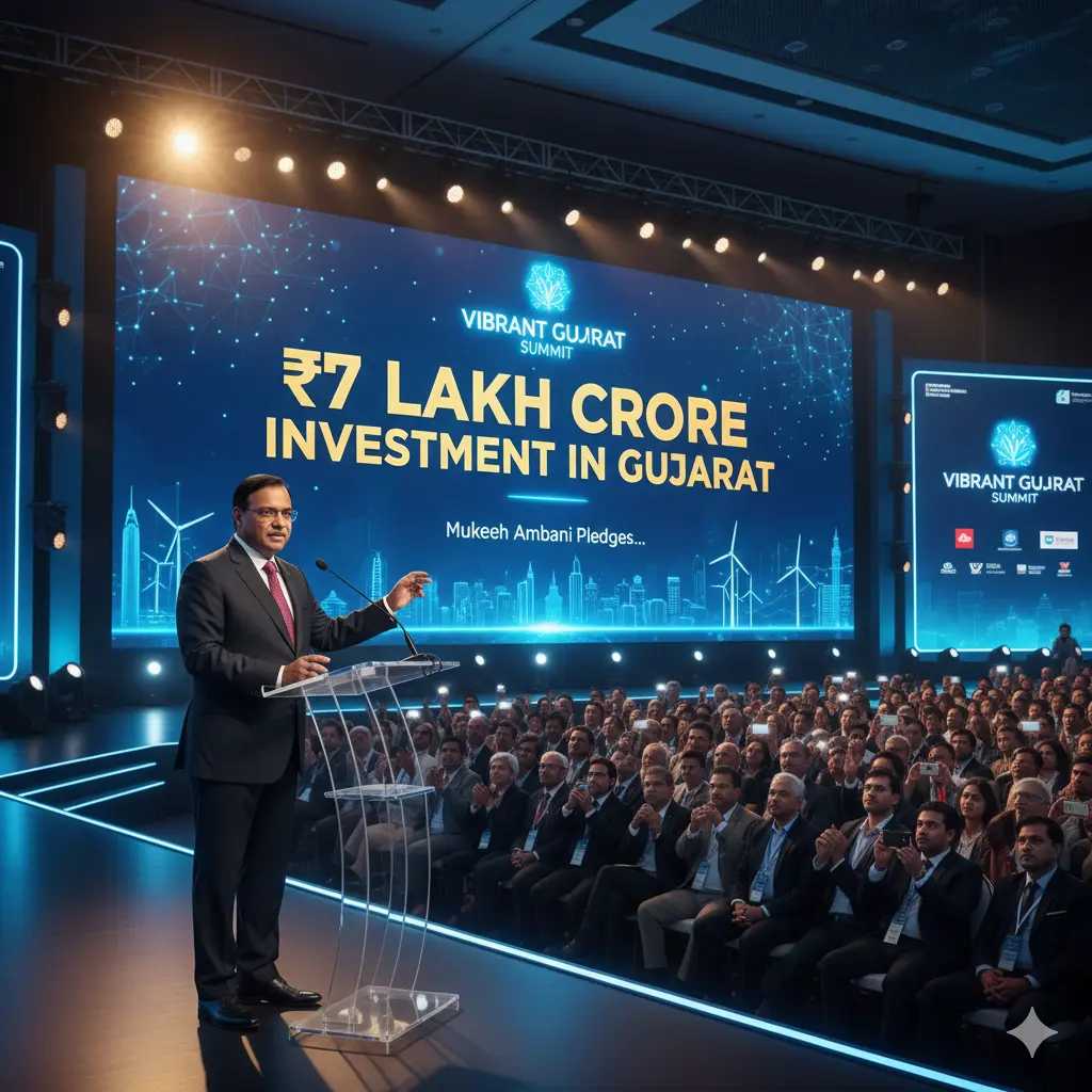 Mukesh Ambani Pledges ₹7 Lakh Crore Investment in Gujarat at Vibrant Gujarat Summit
