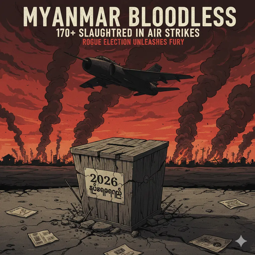 Myanmar Bloodbath: 170 + Slaughtered in Air Strikes as Rogue Election unleashes Fury