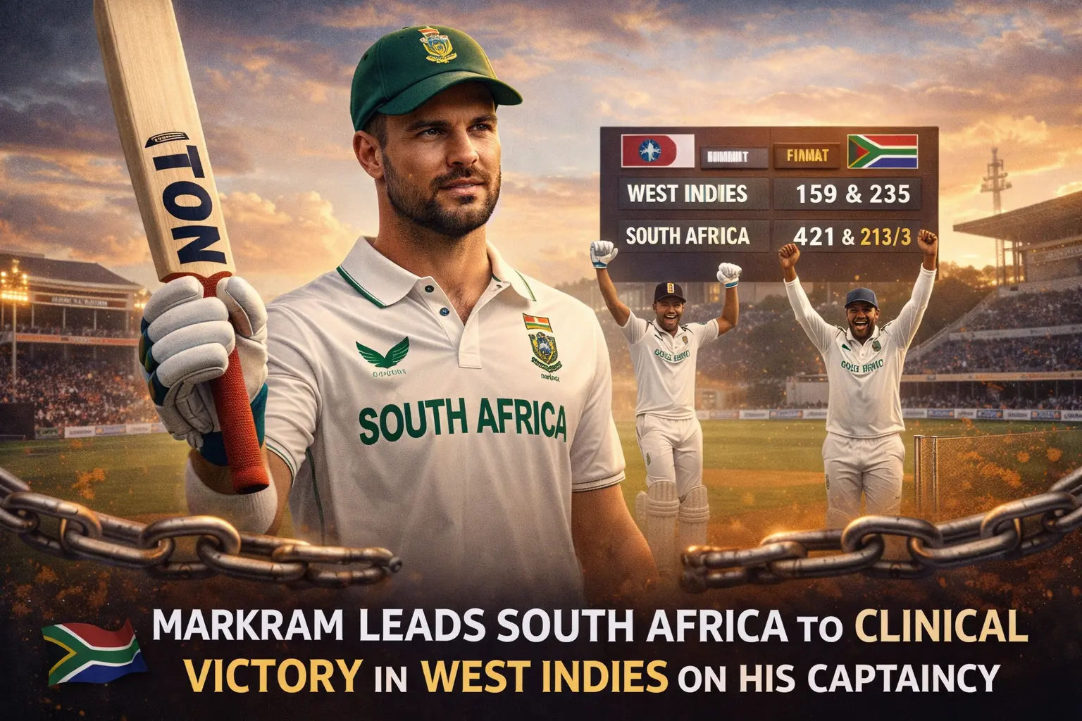 Markram Leads South Africa to Clinical Victory in West Indies on his captaincy.