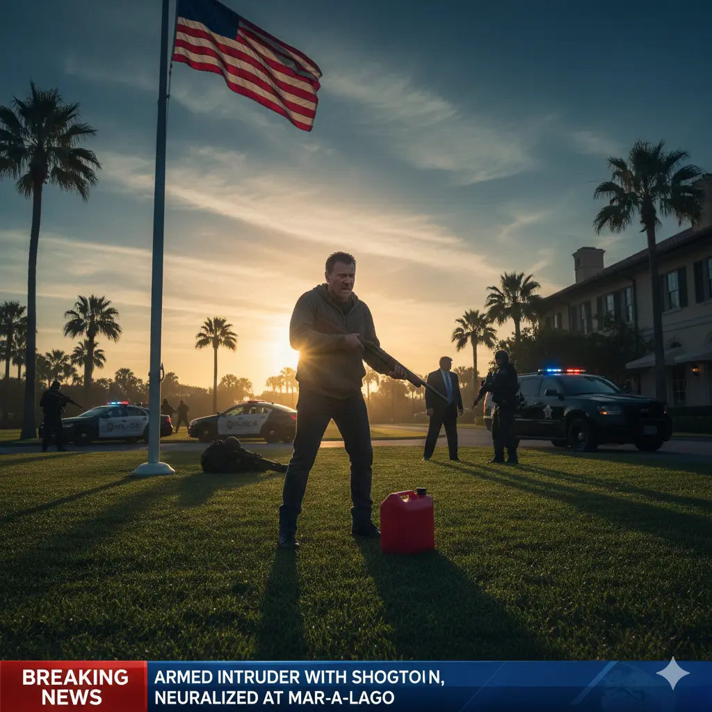 Breaker at Trump Mar-a-Lago Dead Shotgun, Fuel Can.