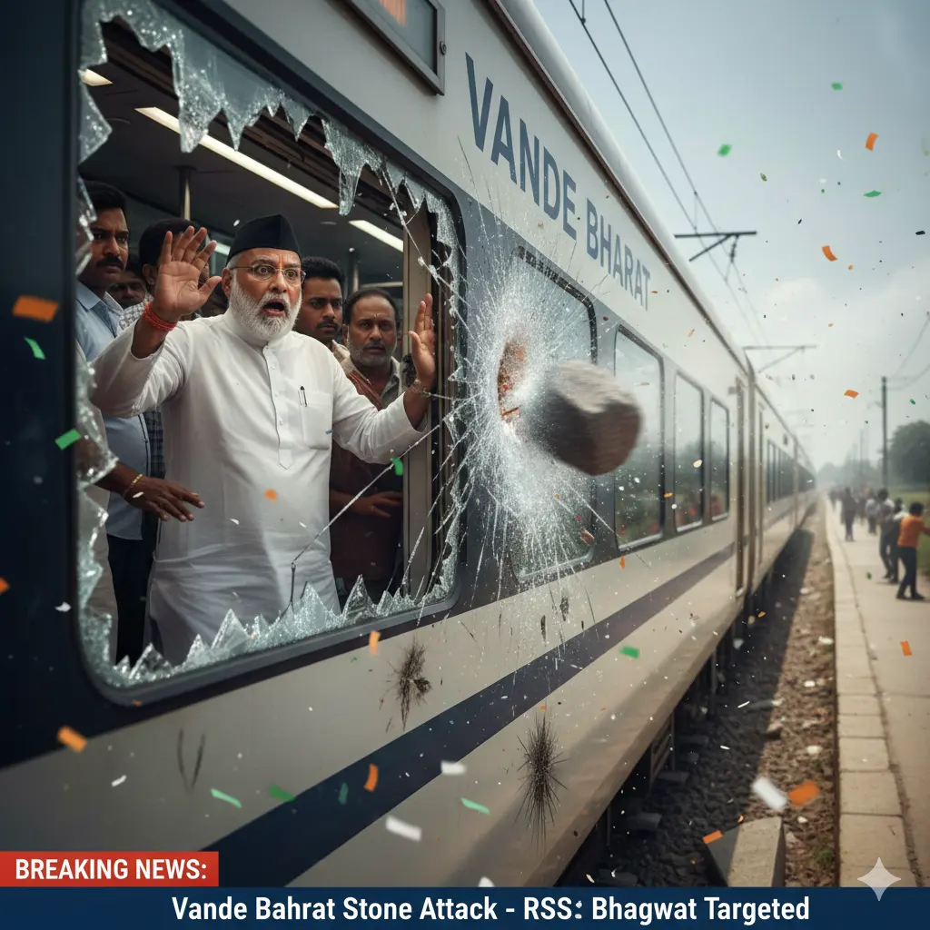 Vande Bharat Stone Attack on RSS Chief Bhagwat.
