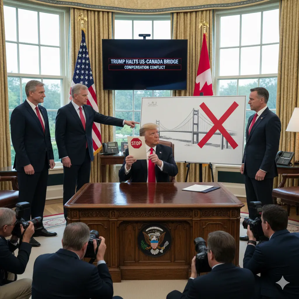 Trump Halts US-Canada Bridge in Compensation Conflict