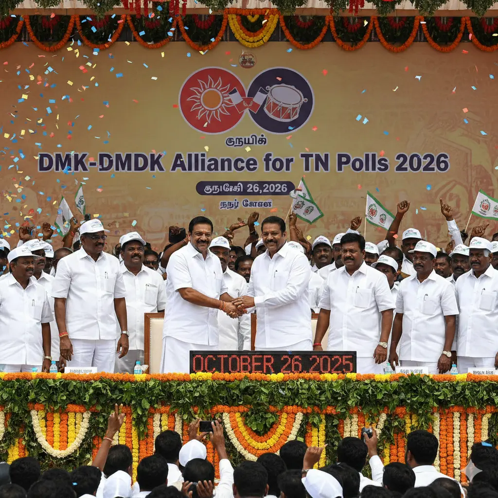 DMDK Builds alliance with DMK in TN Polls.