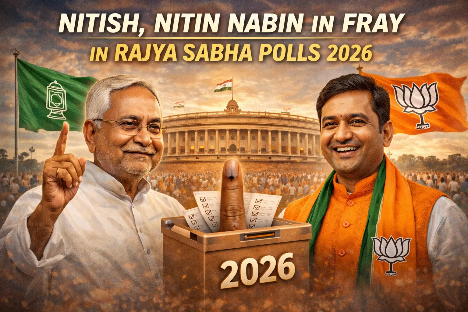 Nitish, Nitin Nabin in Fray in Rajya Sabha Polls 2026.