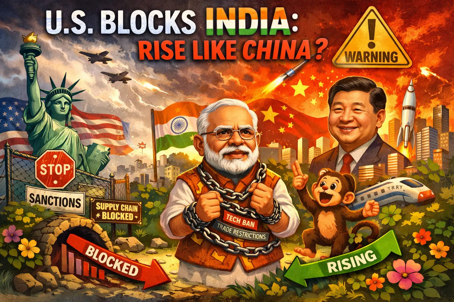 US Blocks India: Rise Like China: Warning.