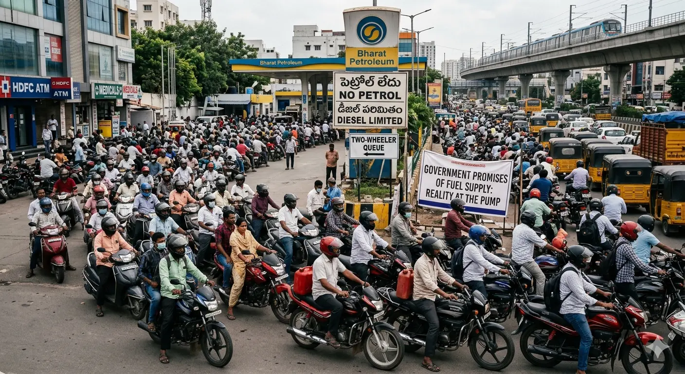 Telangana Petrol Shortage Sparks Long Lines Despite Government Promises