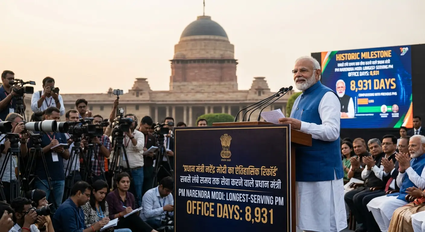PM Modi Becomes Longest-Serving PM with 8,931 Days in Office