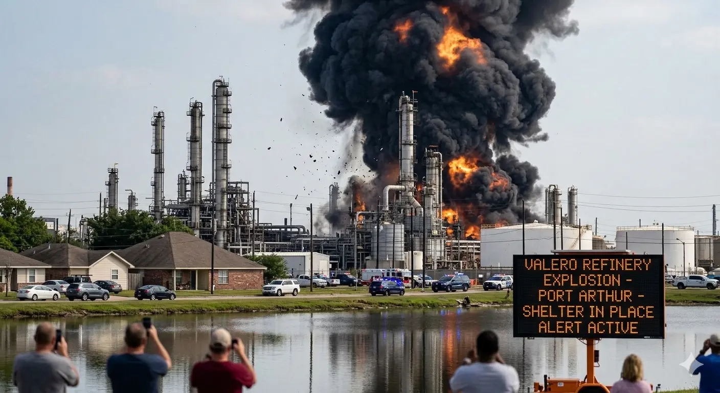 Valero Refinery Explosion: Port Arthur Refinery Exploded, Causing Shelter Alert.