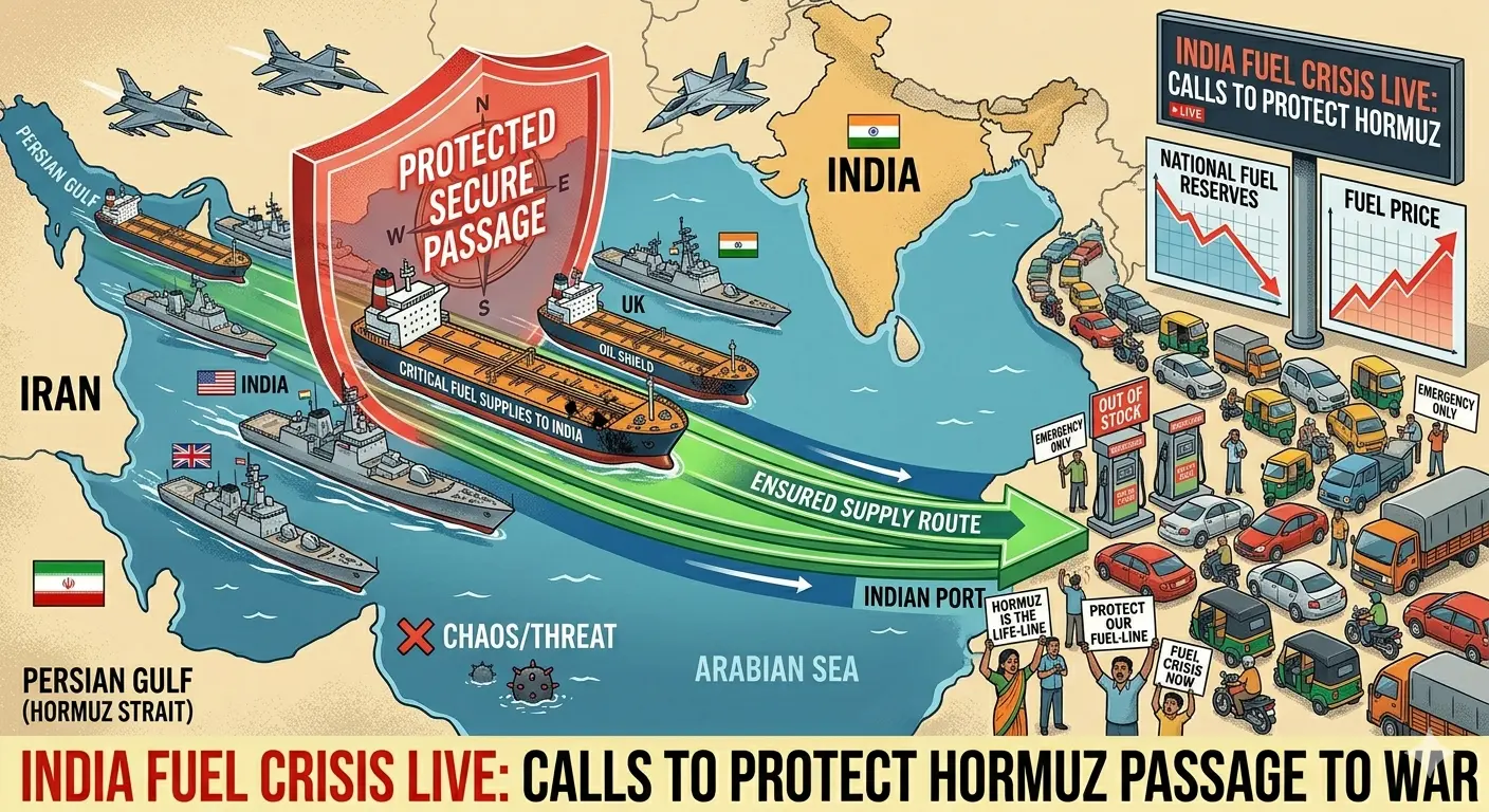 India Fuel Crisis Live: Calls to Protect Hormuz Passage to War.