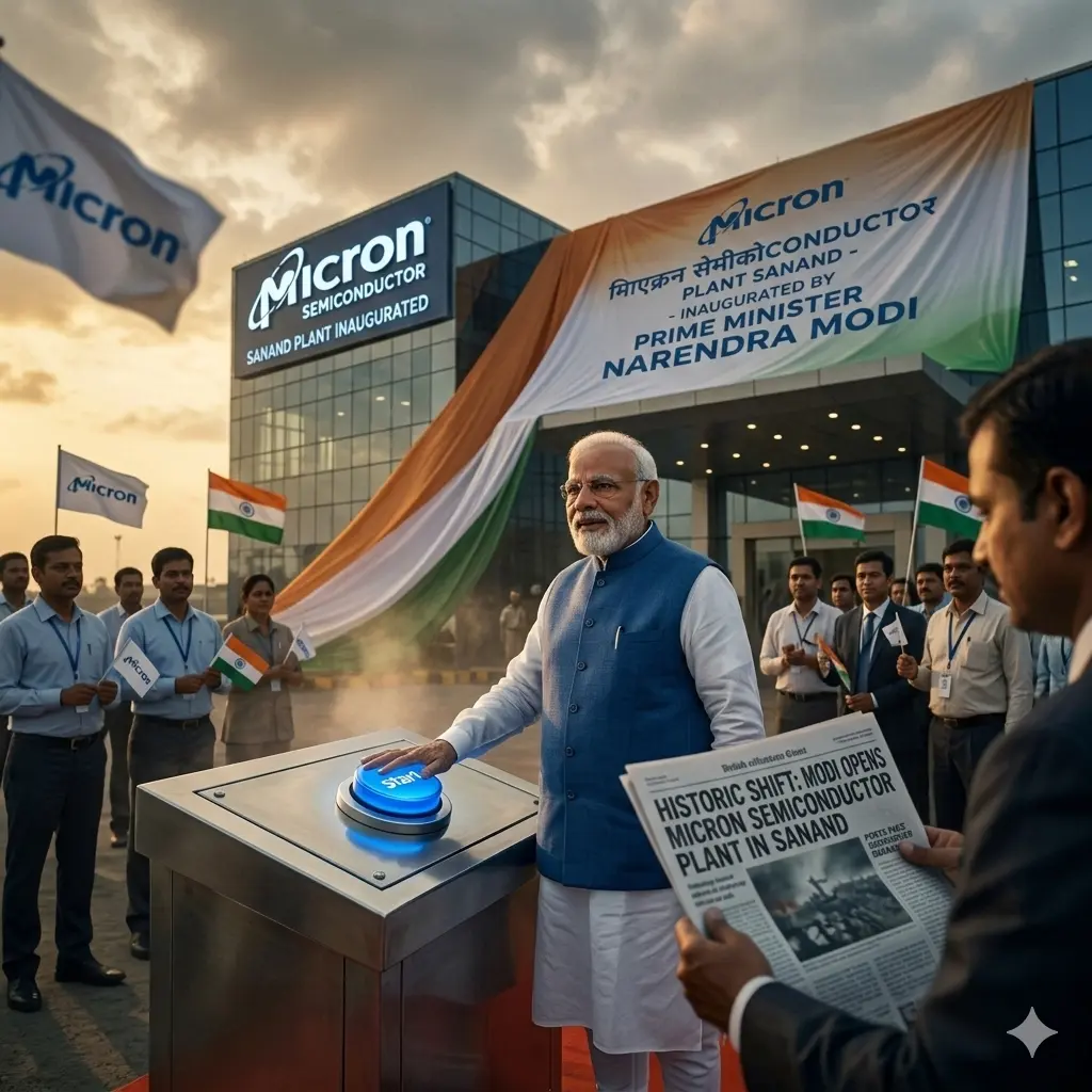 Micron Semiconductor opens plant in Sanand Inaugurated by Modi.