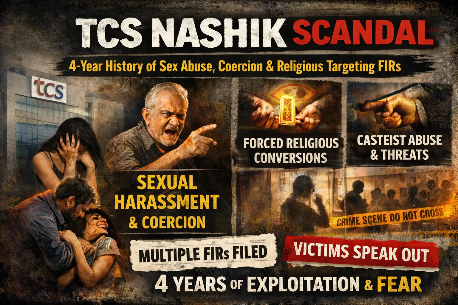 TCS Nashik Scandal: 4-year history of Sex abuse, coercion and religious Targeting FIRs.