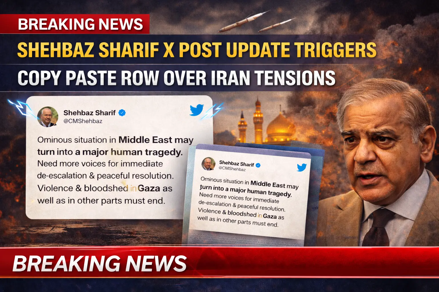 Shehbaz Sharif X Post Update Triggers Copy Paste Row Over Iran Tensions