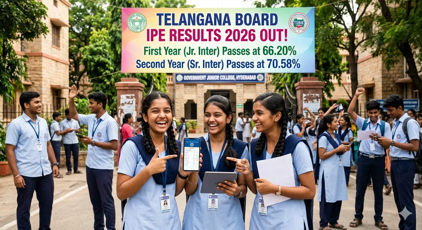 Telangana Board IPE Results 2026 Out First Year Passes at 66.20 Second Year at 70.58