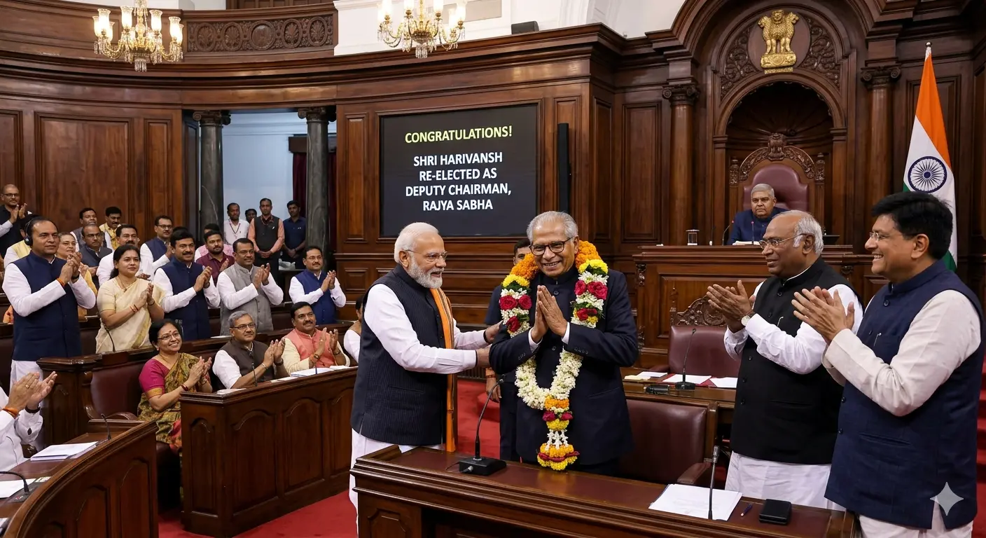 Harivansh Wins Another Term as Rajya Sabha Deputy Chair